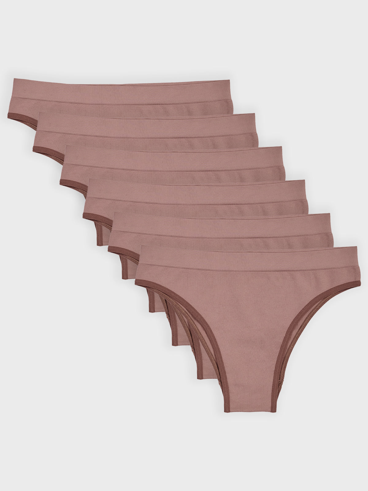 Kit com 6 Calcinhas Biquíni Canelado Sem Costura Premium Marrom Cacau - R$51,65 cada