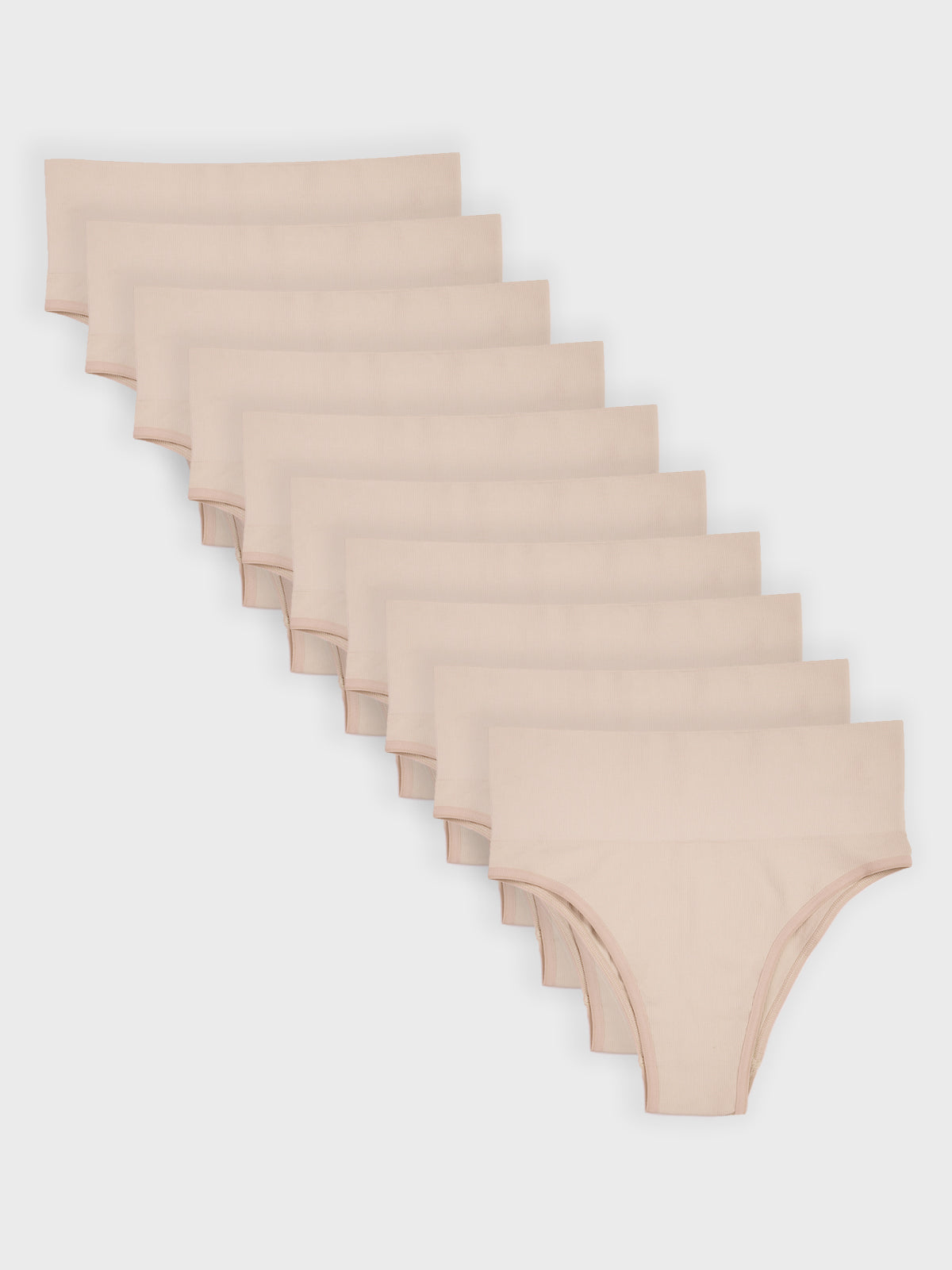 Kit com 10 Calcinhas Biquíni Redutora Canelado Sem Costura Premium Bege  - R$53,90 cada