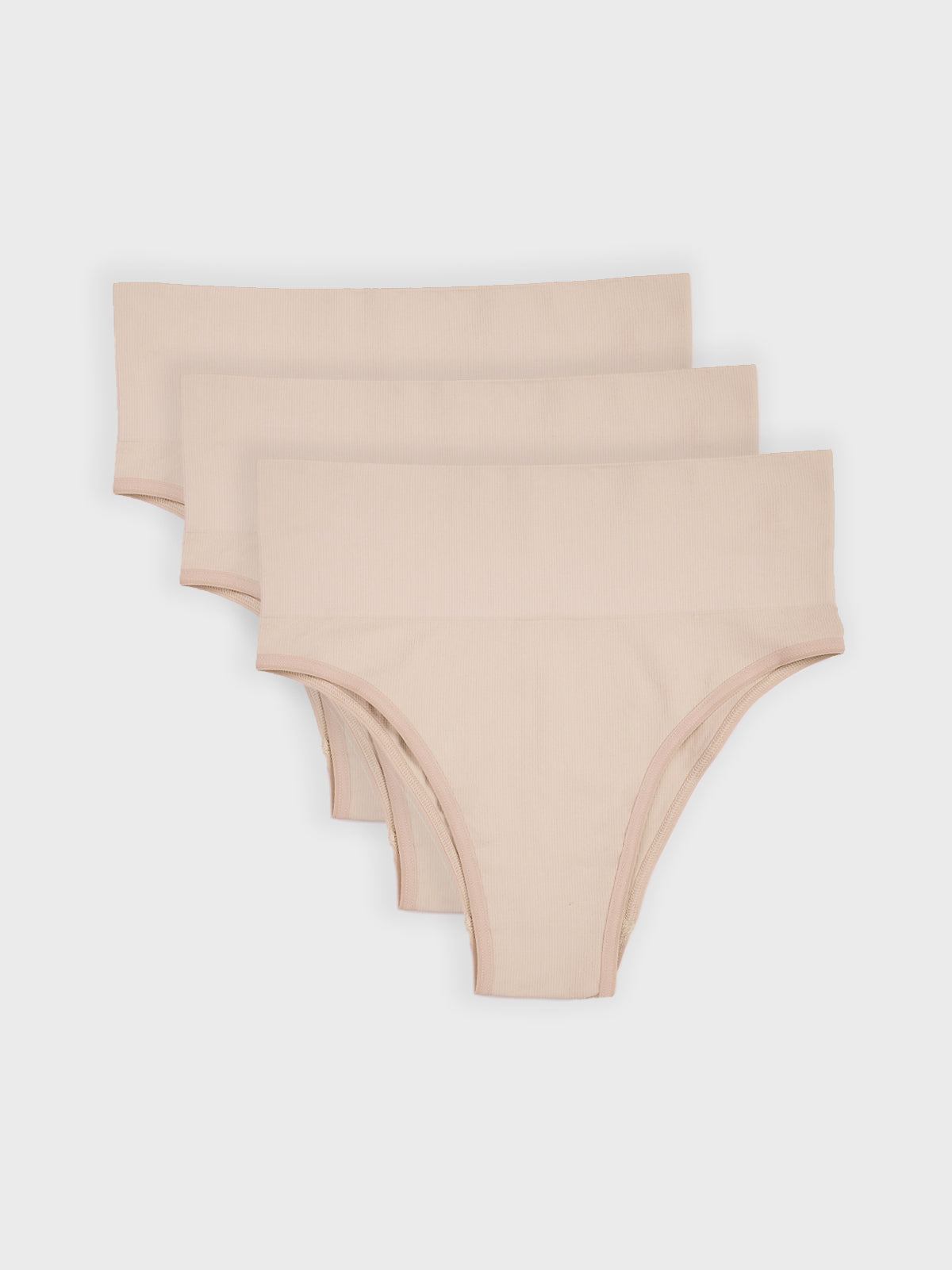 Kit com 3 Calcinhas Biquíni Redutora Canelado Sem Costura Premium Bege - R$76,63 cada
