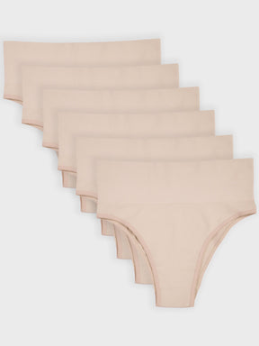 Kit com 6 Calcinhas Biquíni Redutora Canelado Sem Costura Premium Bege - R$76,65 cada