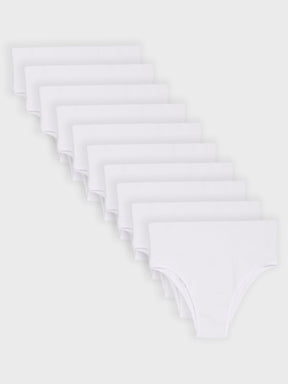 Kit com 10 Calcinhas Biquíni Redutora Canelado Sem Costura Premium Branco - R$53,90 cada
