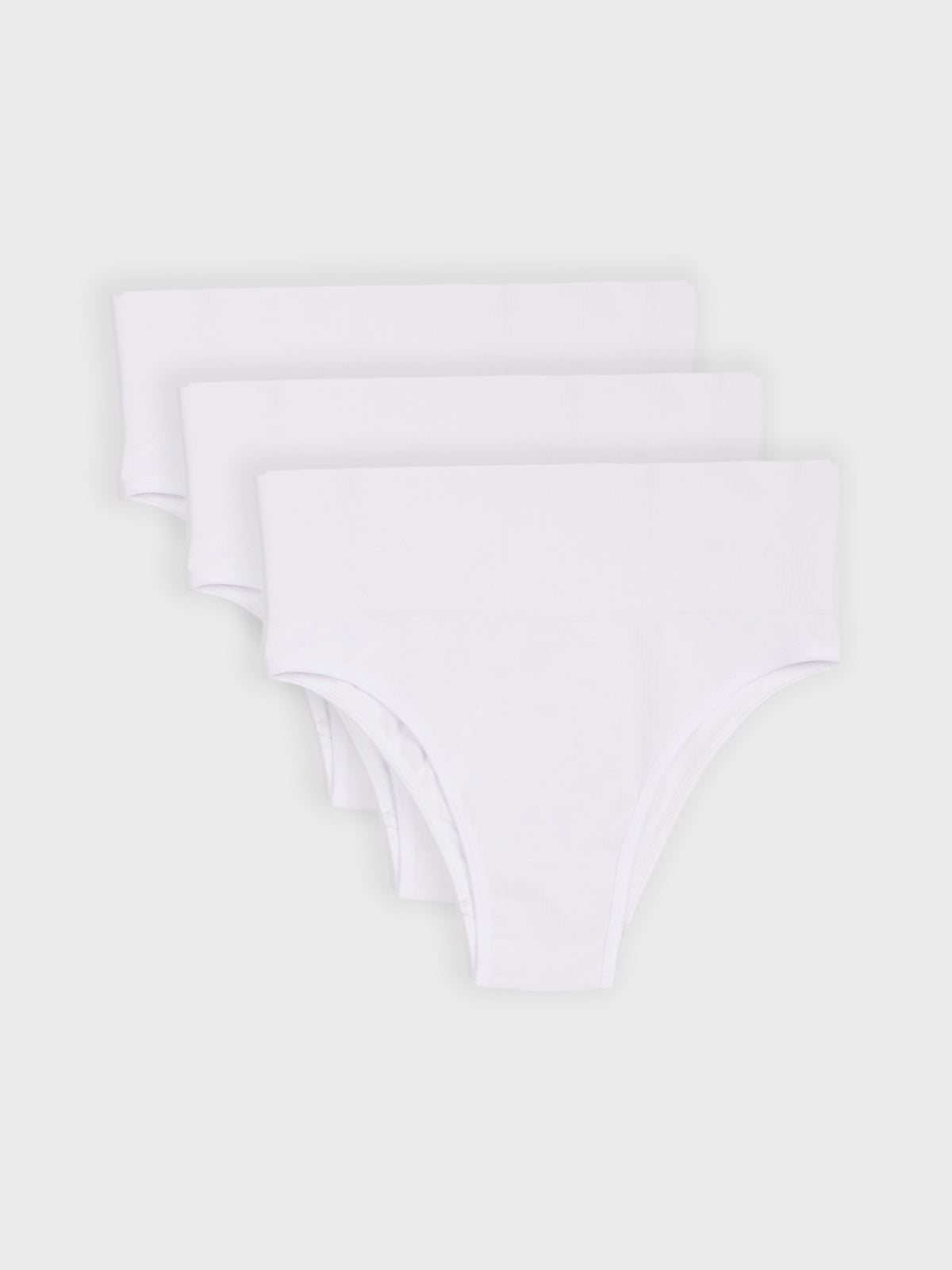 Kit com 3 Calcinhas Biquíni Redutora Canelado Sem Costura Premium Branco - R$76,63 cada