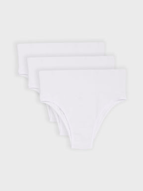 Kit com 3 Calcinhas Biquíni Redutora Canelado Sem Costura Premium Branco - R$76,63 cada