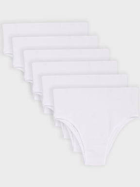 Kit com 6 Calcinhas Biquíni Redutora Canelado Sem Costura Premium Branco - R$76,65 cada