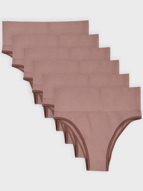 Kit com 6 Calcinhas Biquíni Redutora Canelado Sem Costura Premium Marrom Cacau - R$76,65 cada