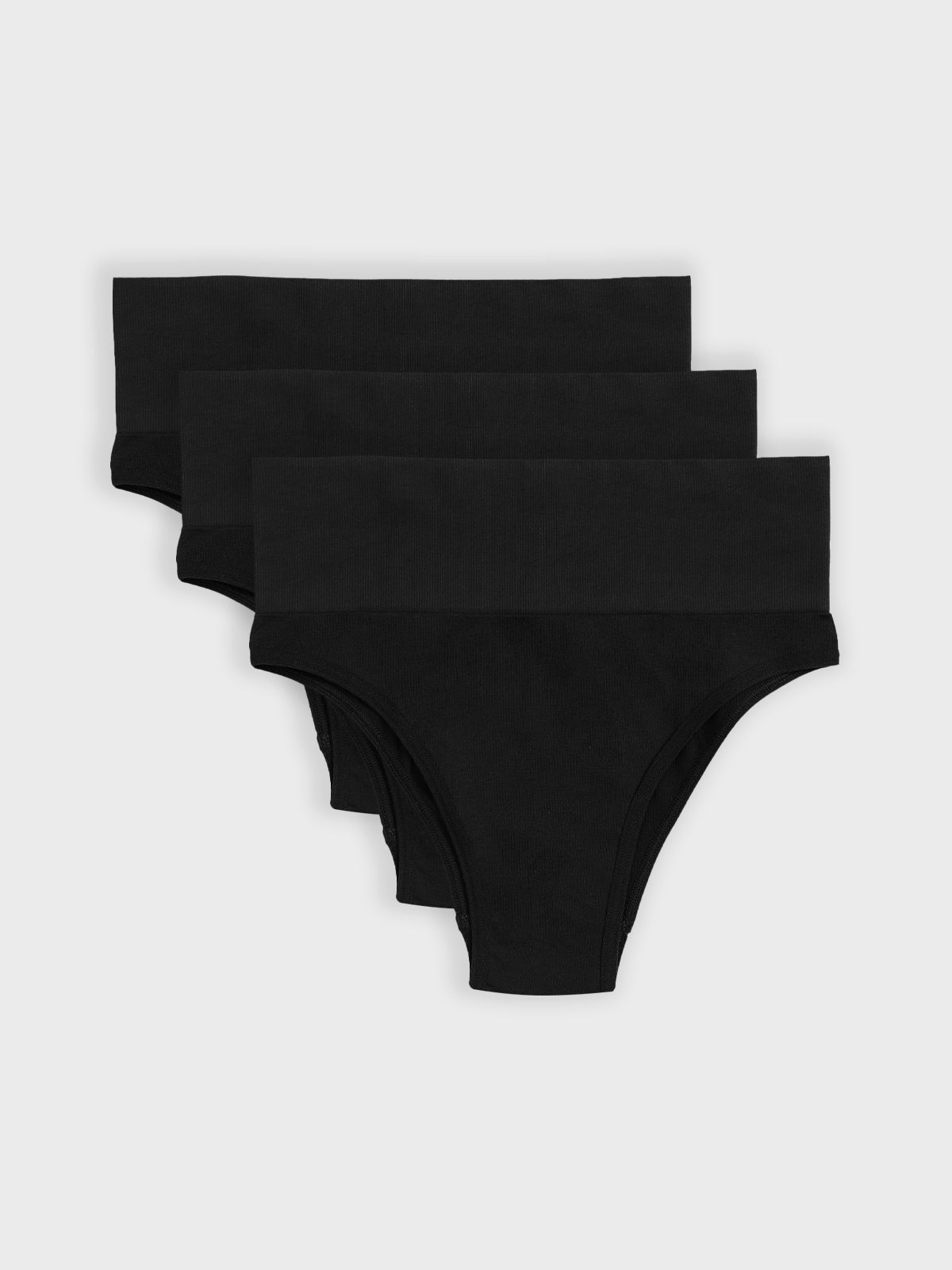 Kit com 3 Calcinhas Biquíni Redutora Canelado Sem Costura Premium Preto - R$76,63 cada