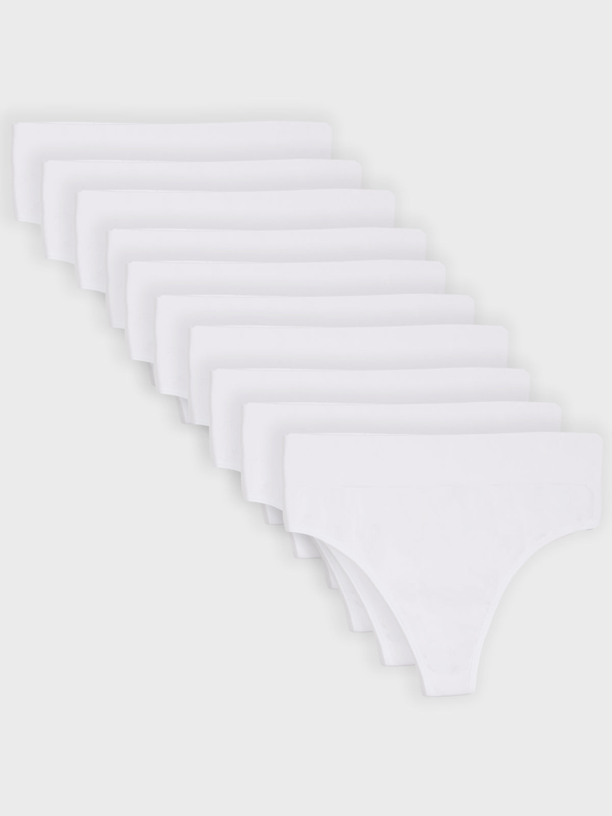 Kit com 10 Calcinhas Fio Dental Cintura Alta Canelado Sem Costura Premium Branco - R$47,90 cada