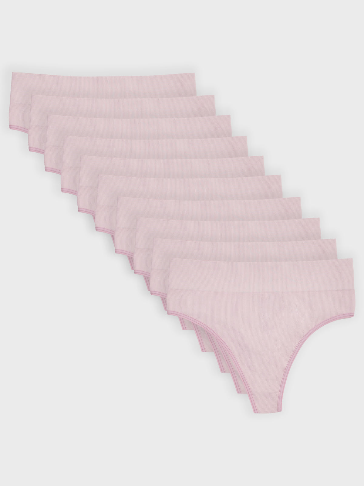 Kit com 10 Calcinhas Fio Dental Cintura Alta Canelado Sem Costura Premium Rose - R$47,90 cada