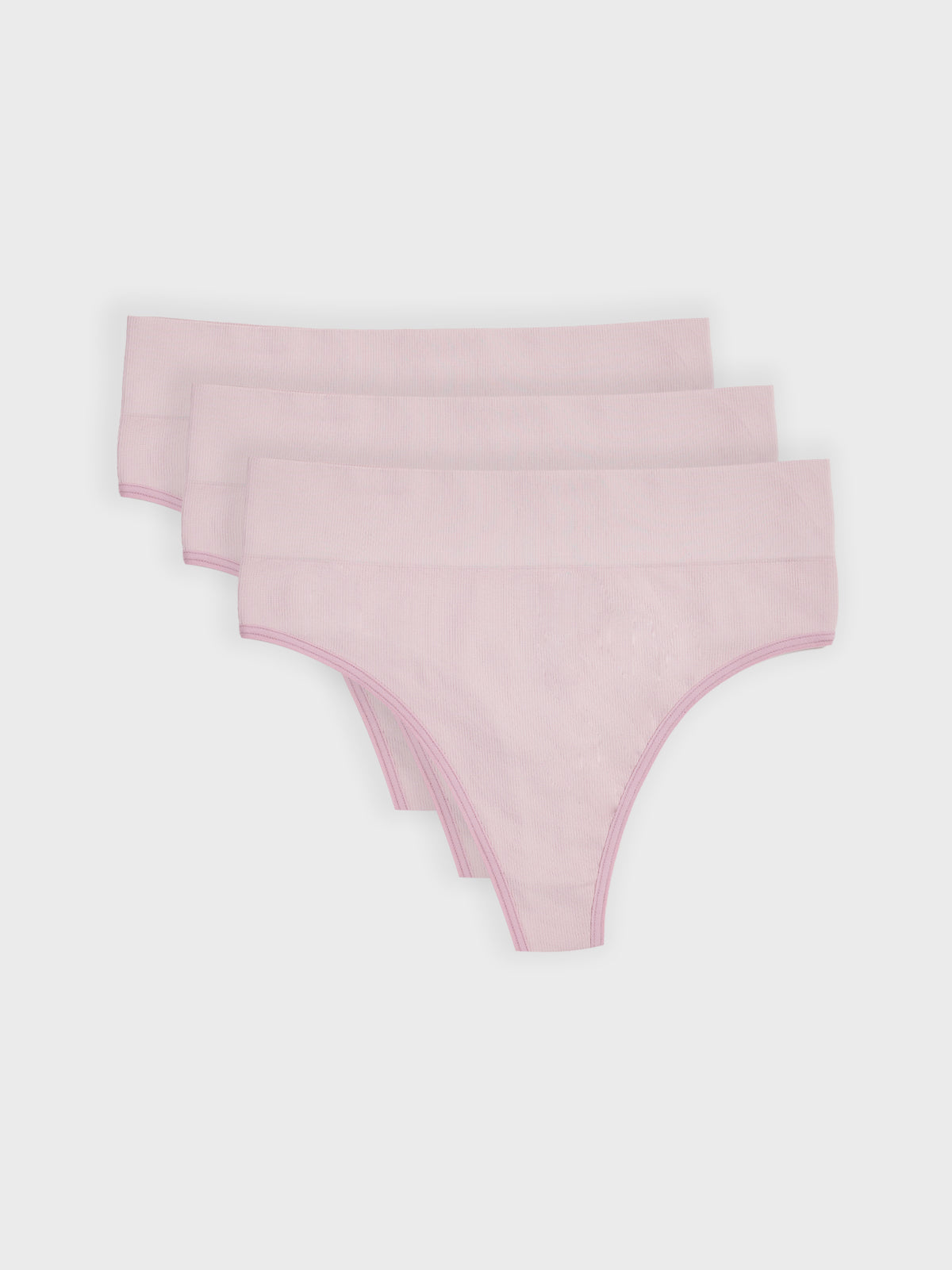 Kit com 3 Calcinhas Fio Dental Cintura Alta Canelado Sem Costura Premium Rose - R$68,30 cada