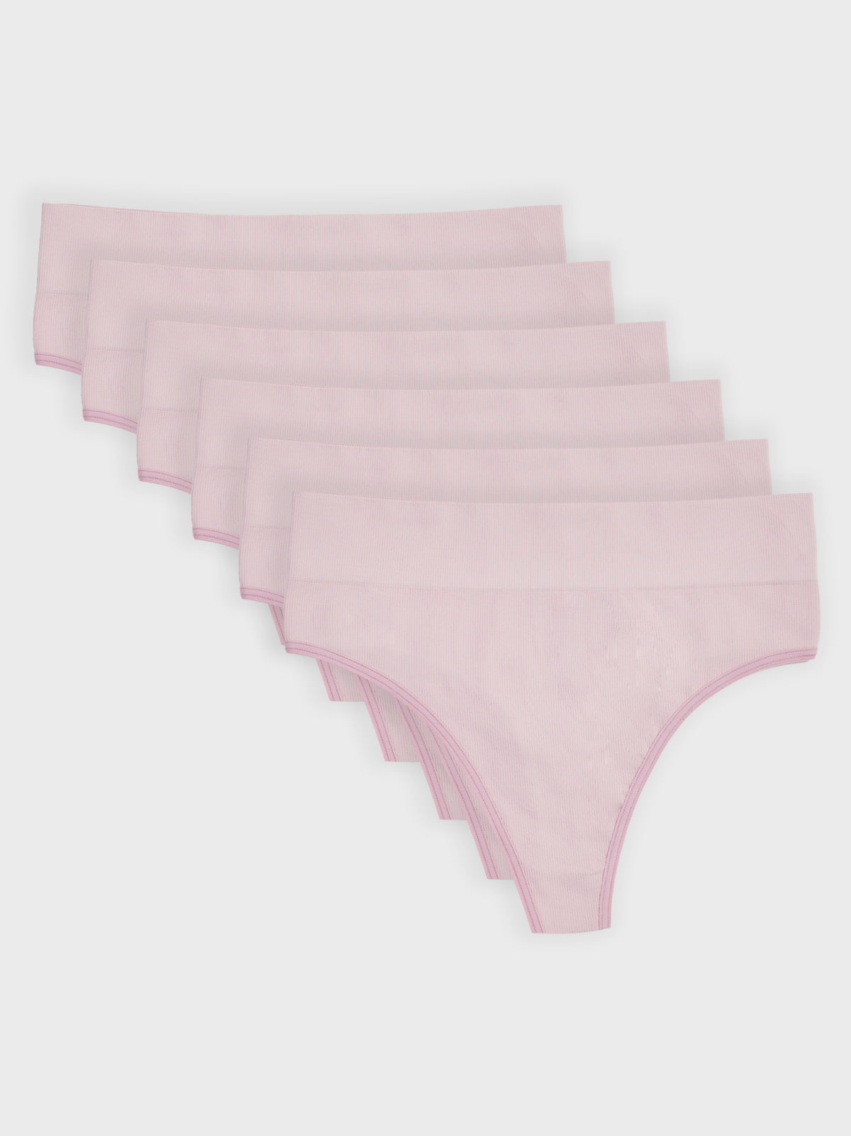 Kit com 6 Calcinhas Fio Dental Cintura Alta Canelado Sem Costura Premium Rose - R$59,98 cada