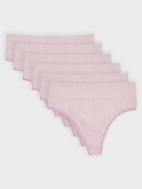 Kit com 6 Calcinhas Fio Dental Cintura Alta Canelado Sem Costura Premium Rose - R$59,98 cada