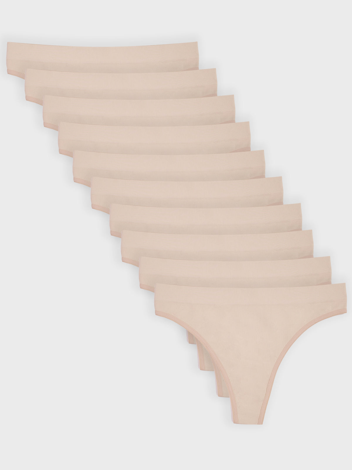 Kit com 10 Calcinhas Fio Dental Canelado Sem Costura Premium Bege - R$41,90 cada