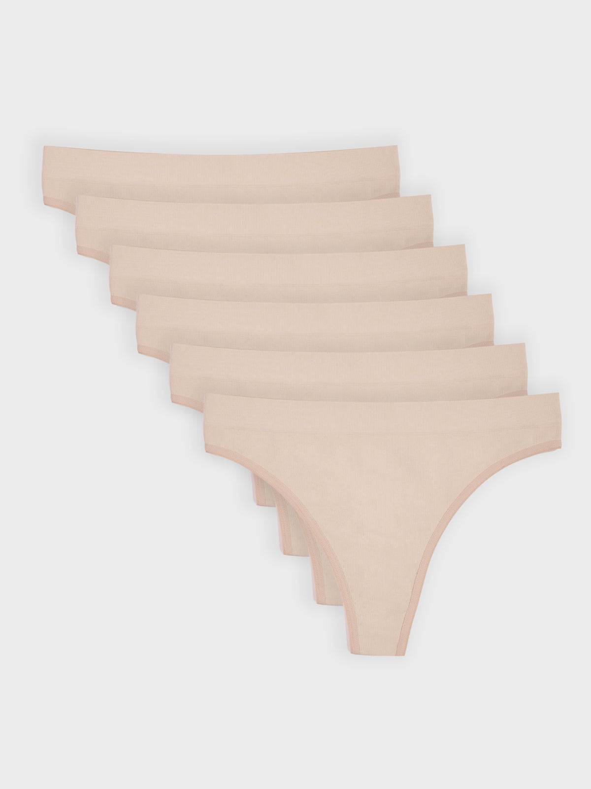 Kit com 6 Calcinhas Fio Dental Canelado Sem Costura Premium Bege - R$51,65 cada