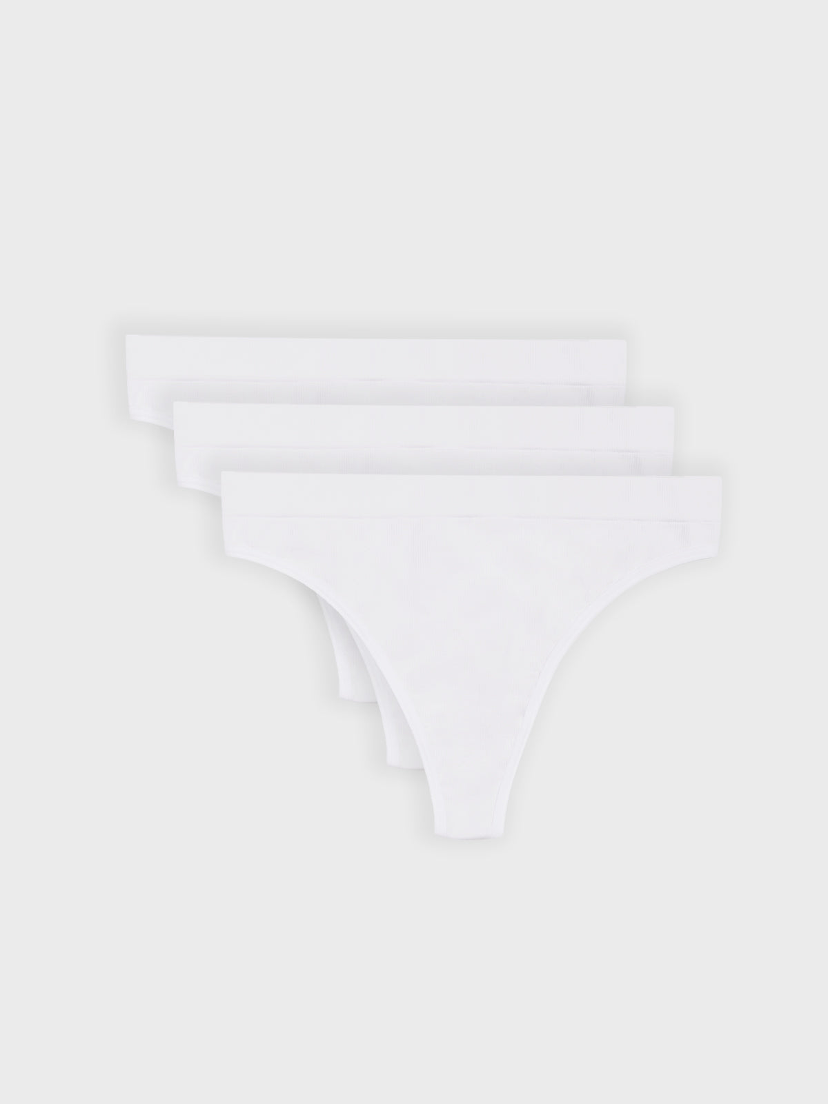 Kit com 3 Calcinhas Fio Dental Canelado Sem Costura Premium Branco - R$59,97 cada