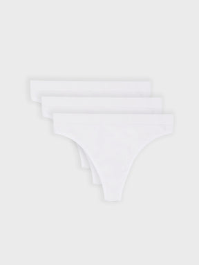 Kit com 3 Calcinhas Fio Dental Canelado Sem Costura Premium Branco - R$59,97 cada