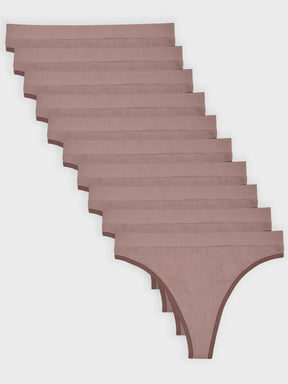 Kit com 10 Calcinhas Fio Dental Canelado Sem Costura Premium Marrom Cacau - R$41,90 cada