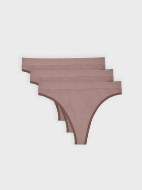 Kit com 3 Calcinhas Fio Dental Canelado Sem Costura Premium Marrom Cacau - R$59,97 cada