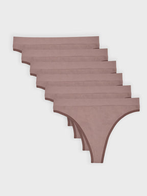 Kit com 6 Calcinhas Fio Dental Canelado Sem Costura Premium Marrom Cacau - R$51,65 cada