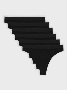 Kit com 6 Calcinhas Fio Dental Canelado Sem Costura Premium Preto - R$51,65 cada