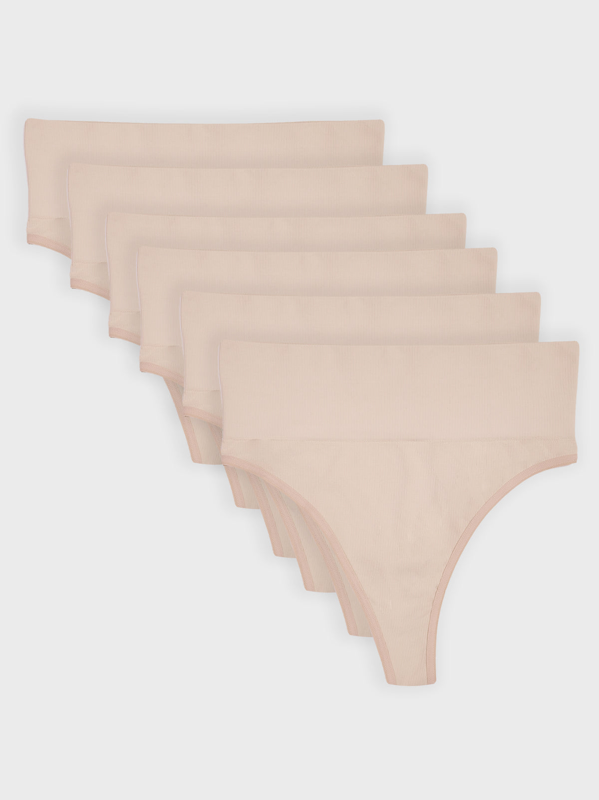 Kit com 6 Calcinhas Fio Dental Redutora Canelado Sem Costura Premium Bege - R$68,32 cada