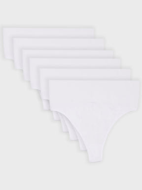 Kit com 6 Calcinhas Fio Dental Redutora Canelado Sem Costura Premium Branco - R$68,32 cada