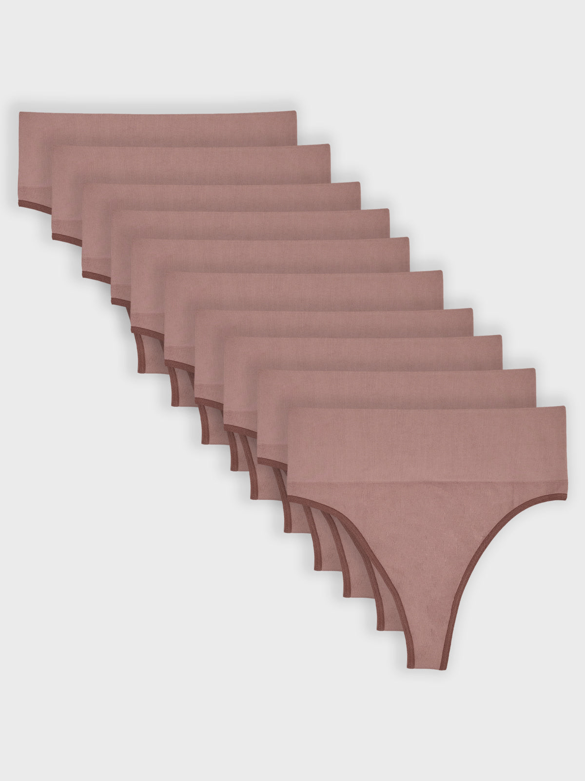 Kit com 10 Calcinhas Fio Dental Redutora Canelado Sem Costura Premium Marrom Cacau - R$53,90 cada