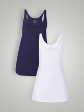Kit Equilíbrio: Vestido Fitness Essencial Branco + Azul Marinho