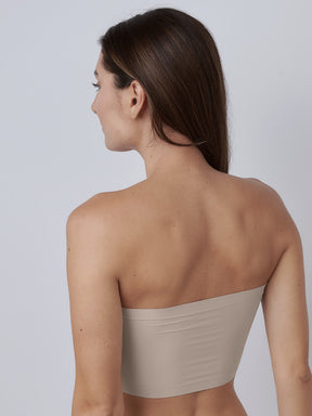Top Faixa Sem Costura com Bojo Removível Bege
