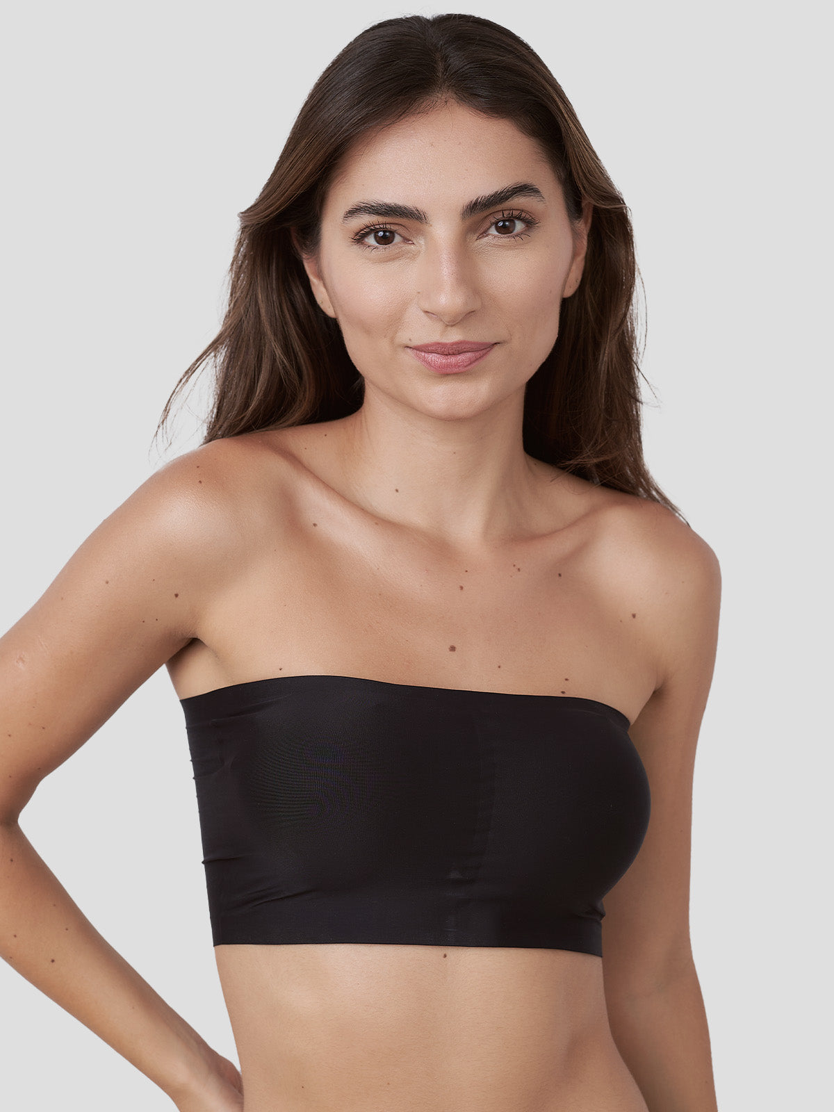 Top Faixa Sem Costura com Bojo Removível Preto